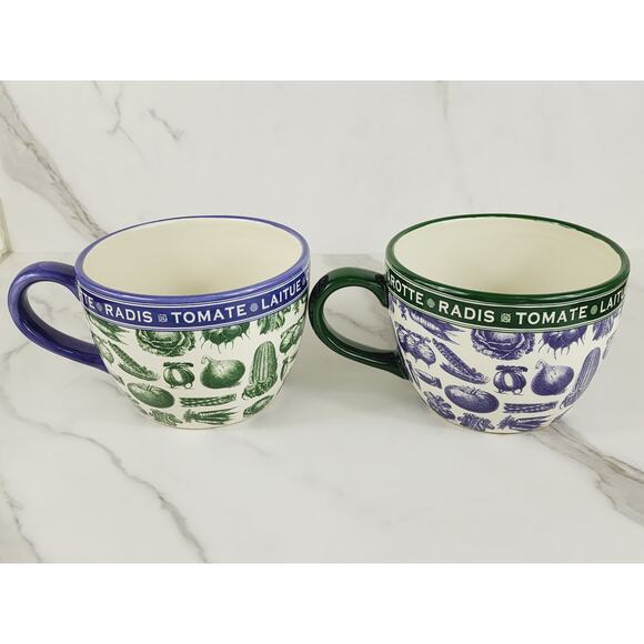 Certified International Soup Bowl Green Purple 4" Vegetables Design Ceramic x2 - Picture 7 of 13